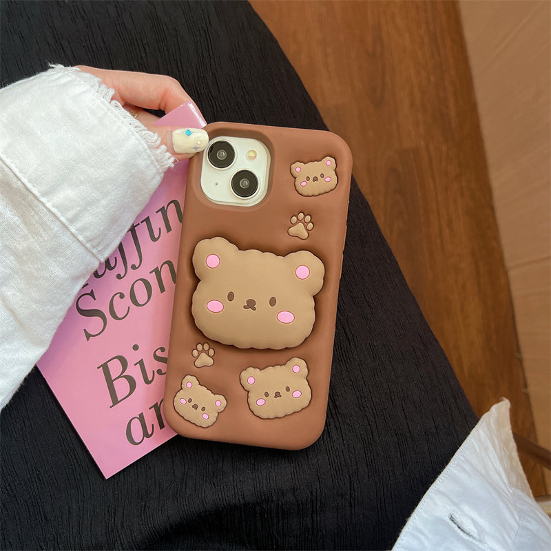 Teddy Bear 3D Cartoon Case Cotton Candy Love Graphic Animal Case with Holder